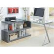 Scranton & Co Modern Gray Metal Swivel Writing Desk with Glass Top
