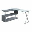 Scranton & Co Modern Gray Metal Swivel Writing Desk with Glass Top