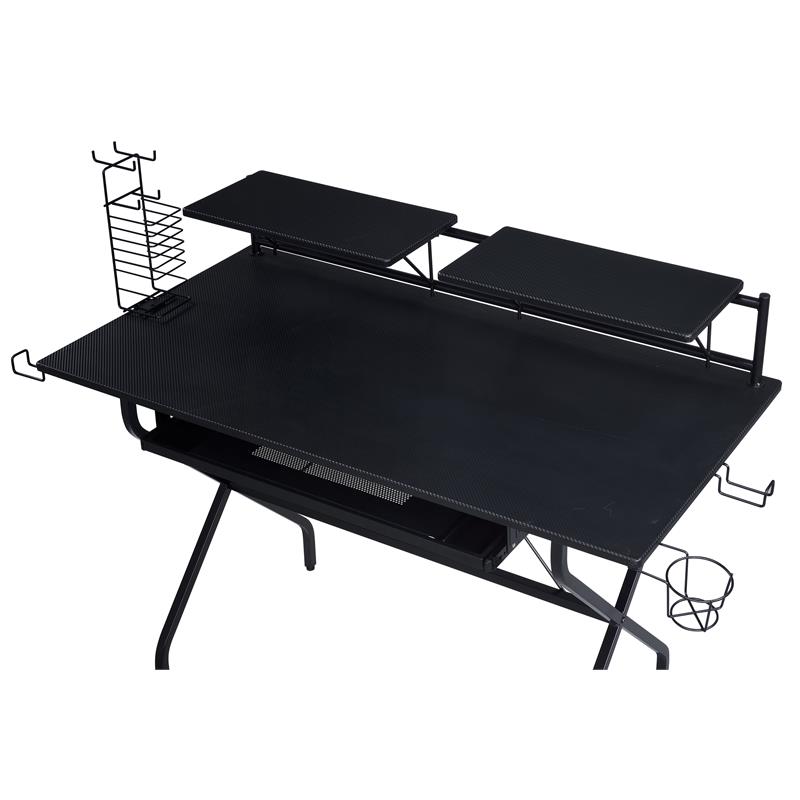 Scranton & Co Black 2-Shelf Wooden Computer Desk with Keyboard Tray
