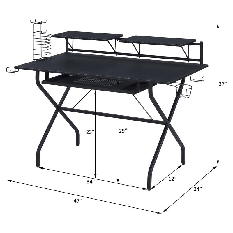 Scranton & Co Black 2-Shelf Wooden Computer Desk with Keyboard Tray