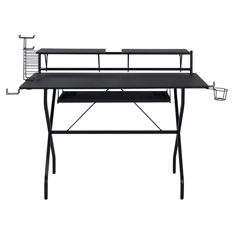 Scranton & Co Black 2-Shelf Wooden Computer Desk with Keyboard Tray