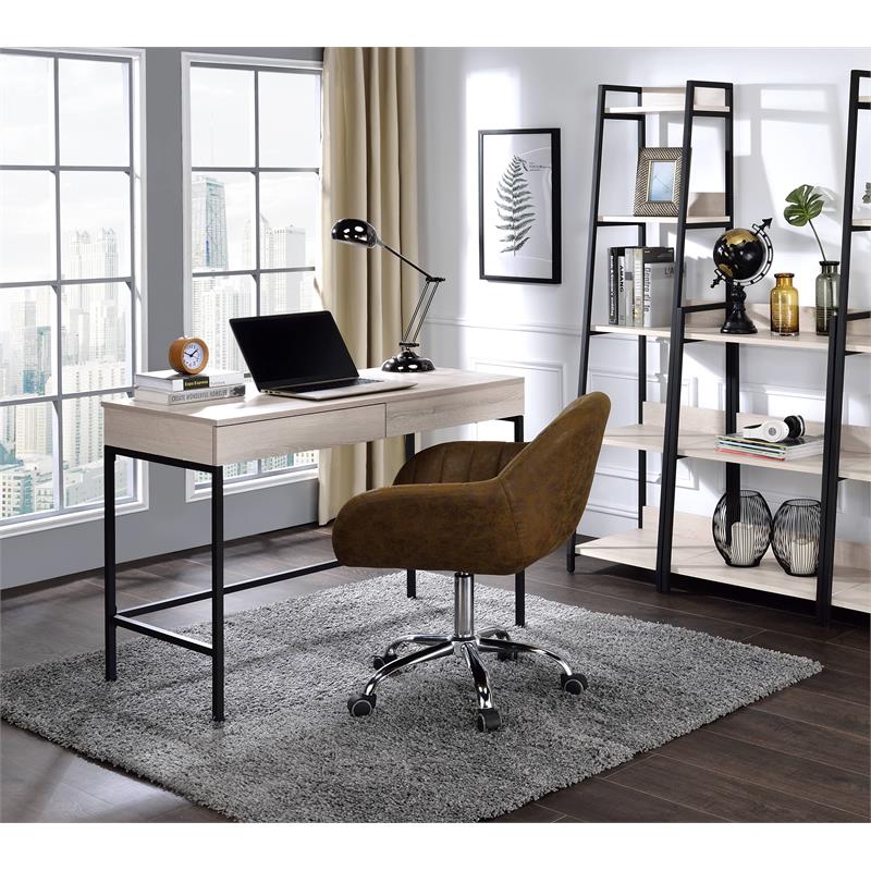 Scranton & Co Writing Desk with 2 Drawers in Natural and Black Finish