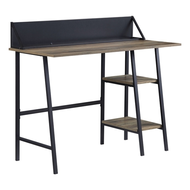 Scranton & Co 2-Shelf Engineered Wood Writing Desk in Rustic Oak and Black