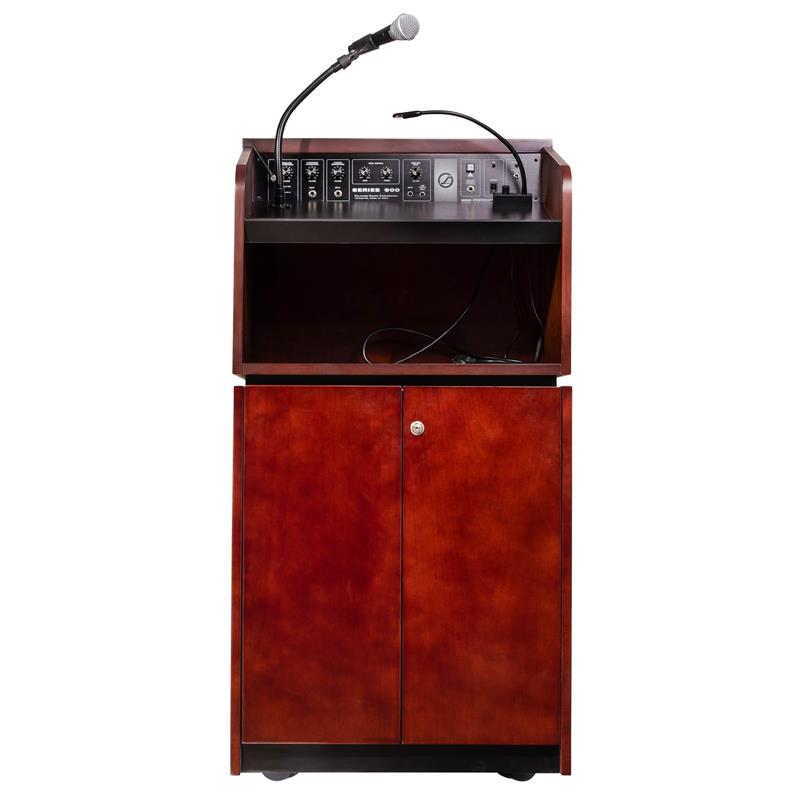 Scranton & Co Multimedia Lectern with Wireless Handheld Mic in Mahogany