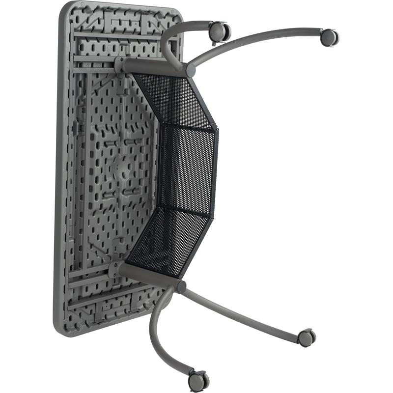 Scranton & Co Modern Plastic Teacher's WorkPod Desk in Charcoal Slate