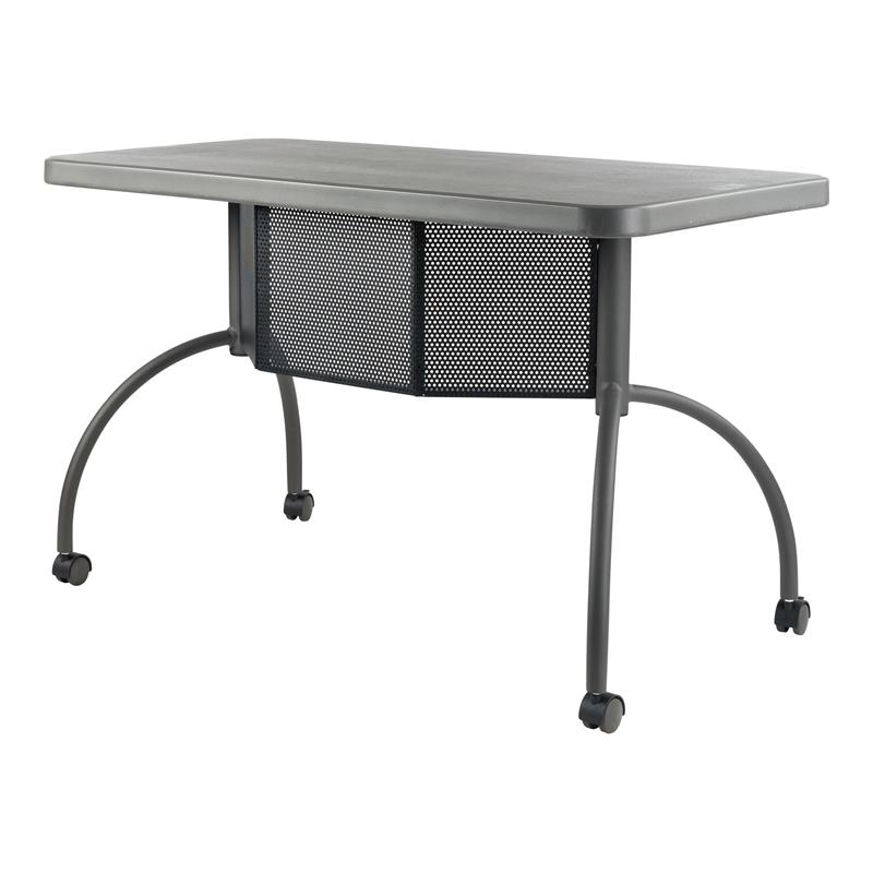 Scranton & Co Modern Plastic Teacher's WorkPod Desk in Charcoal Slate