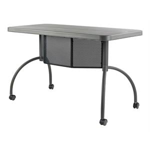 Scranton & Co Modern Plastic Teacher's WorkPod Desk in Charcoal Slate