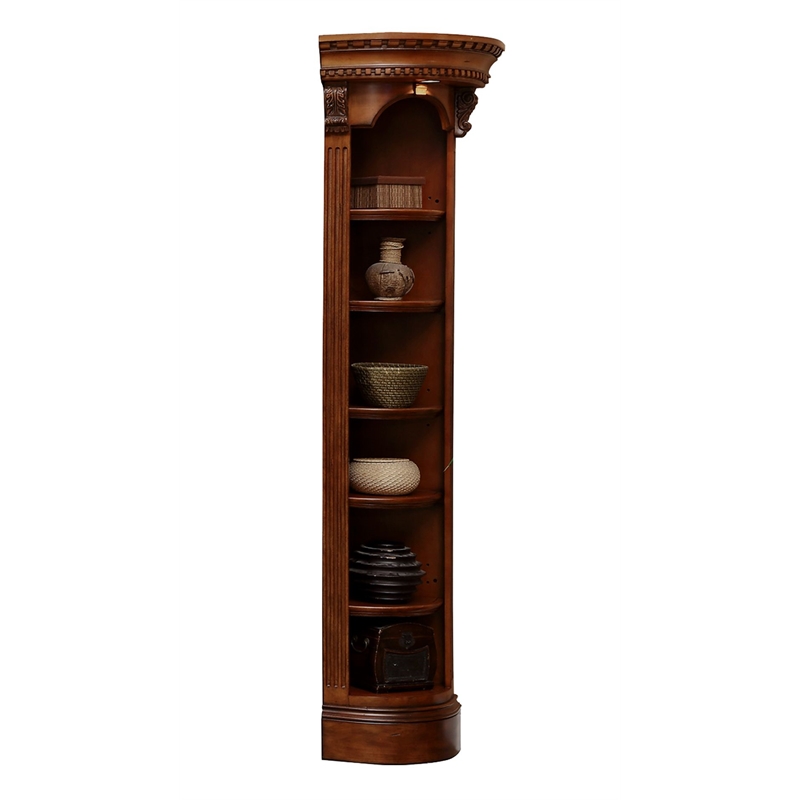 Scranton & Co Wooden Outside Corner Bookcase Antique Pecan Finish