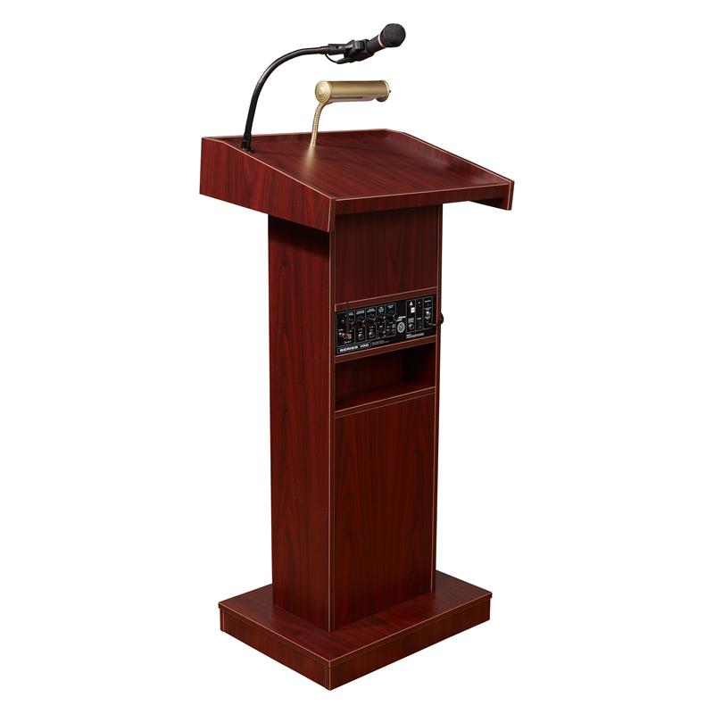 Scranton & Co 40W Modern Sound Lectern in Mahogany with Casters
