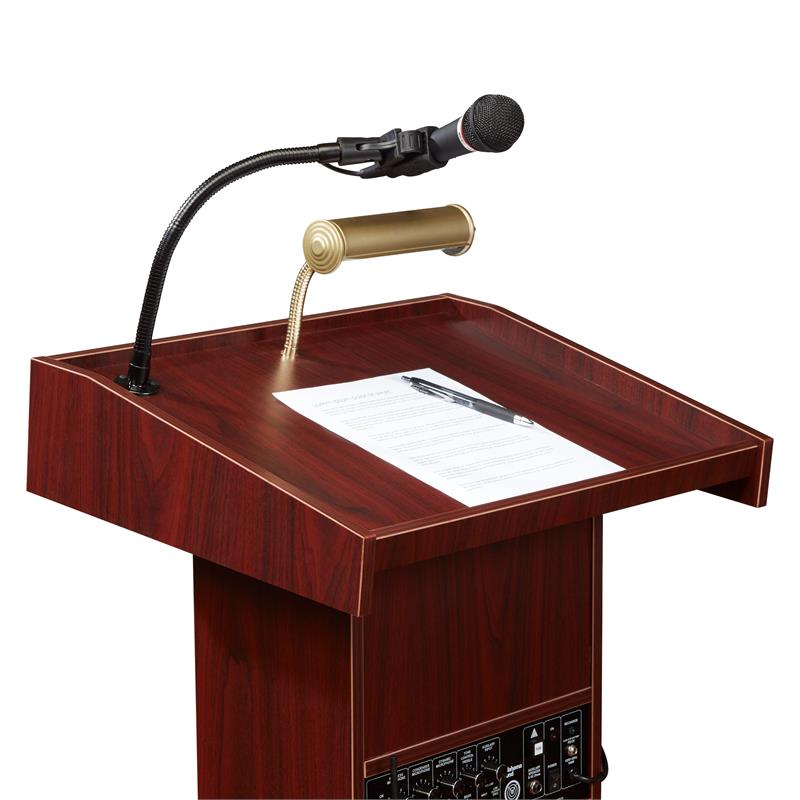 Scranton & Co 40W Modern Sound Lectern in Mahogany with Casters