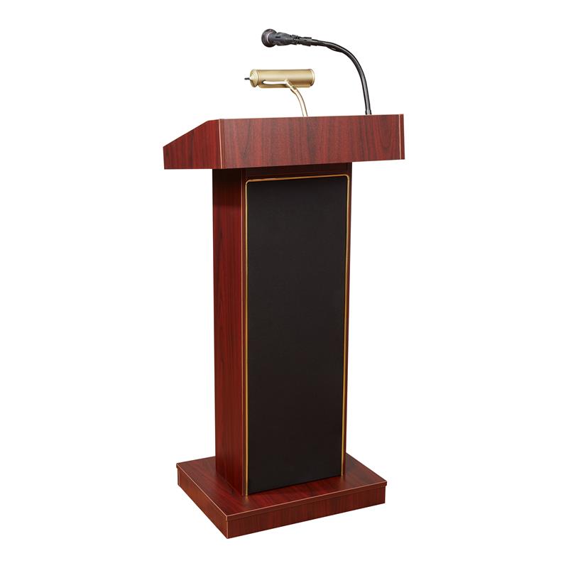 Scranton & Co 40W Modern Sound Lectern in Mahogany with Casters