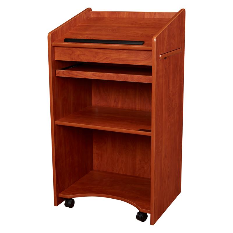 Scranton & Co Wood Aristocrat Non-Sound Lectern with Shelves in Cherry