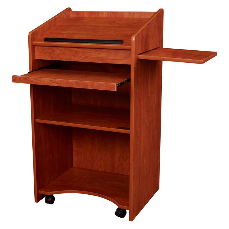 Scranton & Co Wood Aristocrat Non-Sound Lectern with Shelves in Cherry