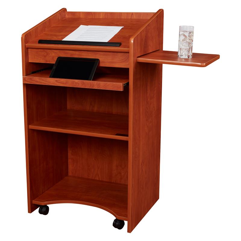 Scranton & Co Wood Aristocrat Non-Sound Lectern with Shelves in Cherry