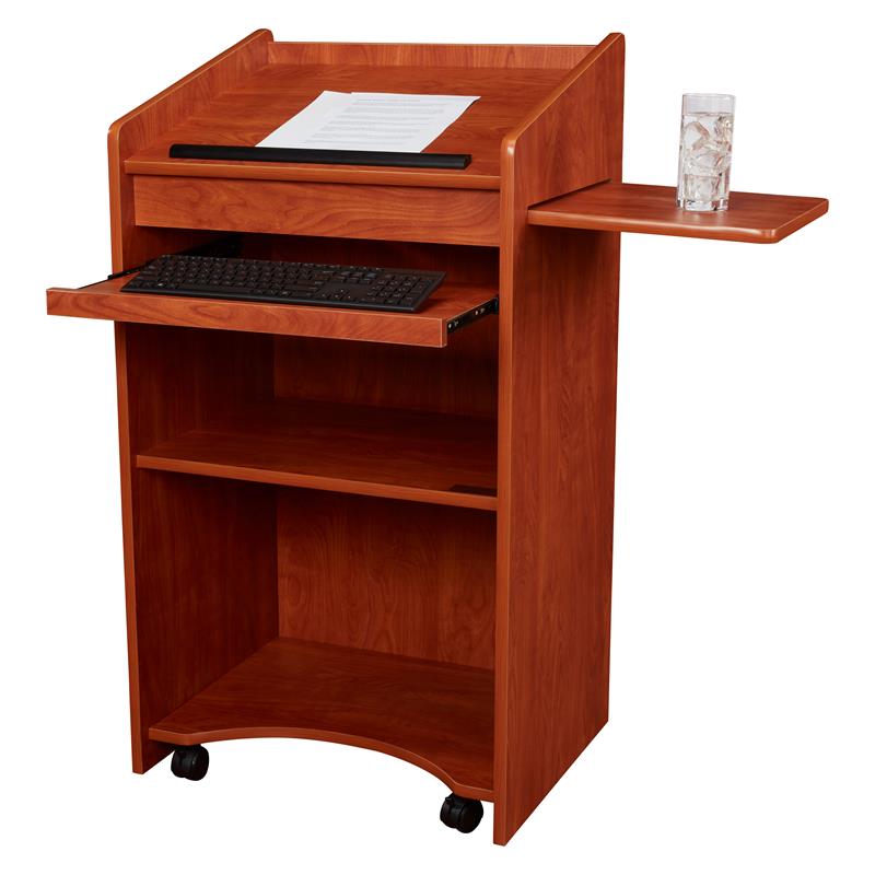 Scranton & Co Wood Aristocrat Non-Sound Lectern with Shelves in Cherry