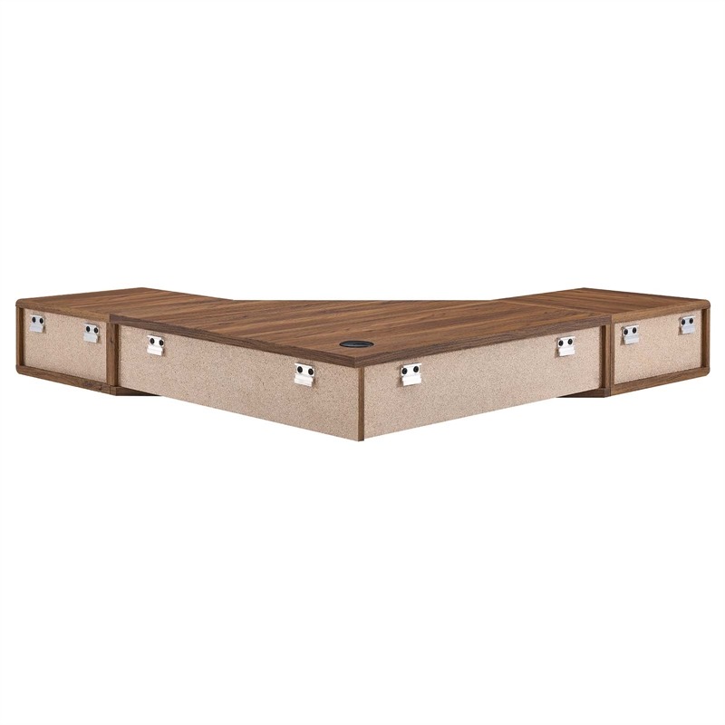 Scranton & Co Wall-Mount Corner Wood Office Desk in Walnut and White
