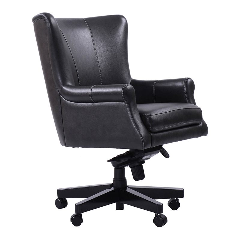 Scranton & Co Cyclone Leather Swivel Desk Chair in Black Finish