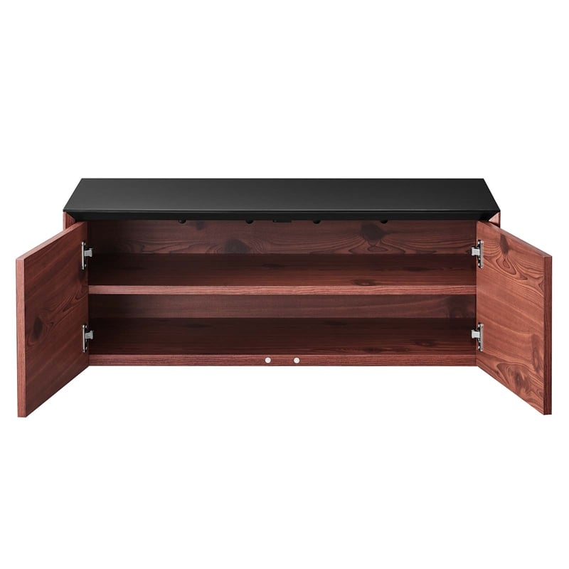 Scranton & Co Wall-Mount Office Storage Cabinet in Black Cherry Finish