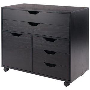Scranton & Co 3-Section Mobile Wood Storage Cabinet in Black