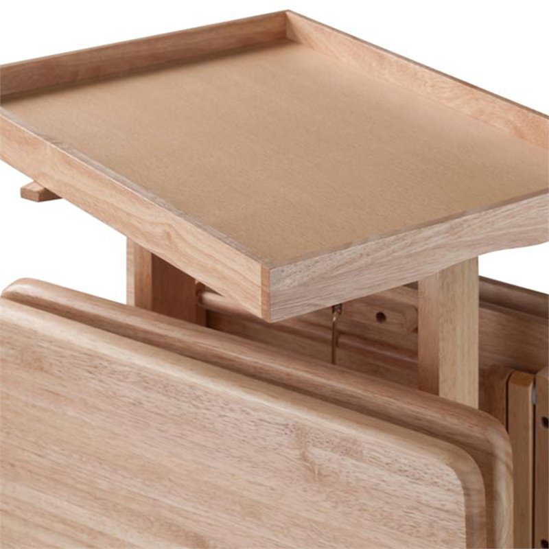 Scranton & Co 6-Piece Solid Wood Snack Table Set with Tray Stand