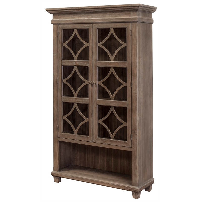 Scranton & Co Carson Wood Bookcase with Glass Doors in Weathered Dove