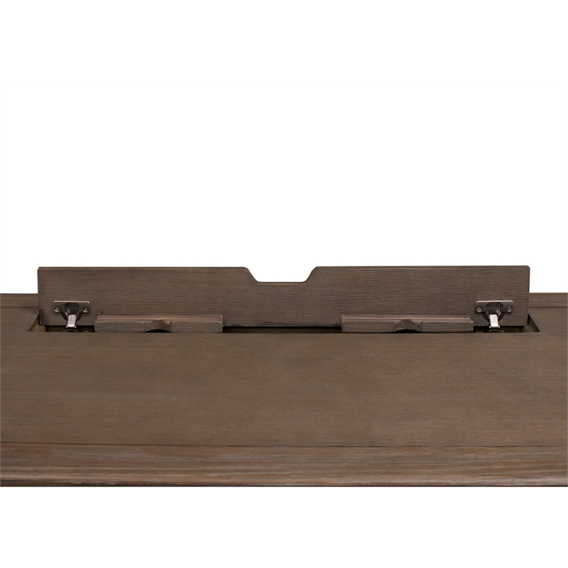 Scranton & Co Carson Wood Sit-Stand Desk with AC Outlets in Weathered Dove