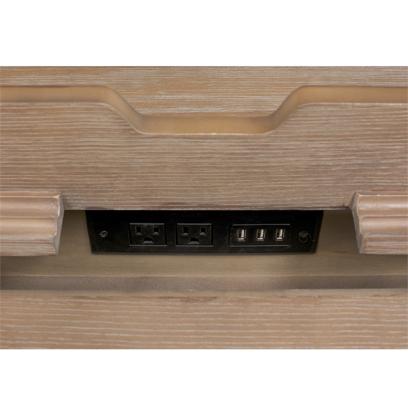 Scranton & Co Carson Wood Sit-Stand Desk with AC Outlets in Weathered Dove