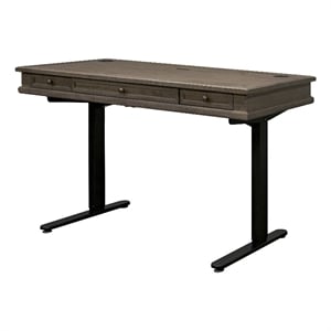 Scranton & Co Carson Wood Sit-Stand Desk with AC Outlets in Weathered Dove