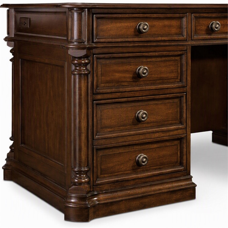 Scranton & Co Executive Desk in Mahogany Wood Finish with Rubberwood Solids
