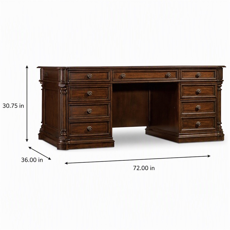 Scranton & Co Executive Desk in Mahogany Wood Finish with Rubberwood Solids