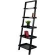 Scranton & Co 5 Shelf Solid Wood Leaning Bookcase in Black
