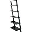 Scranton & Co 5 Shelf Solid Wood Leaning Bookcase in Black