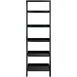 Scranton & Co 5 Shelf Solid Wood Leaning Bookcase in Black