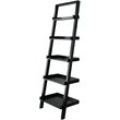 Scranton & Co 5 Shelf Solid Wood Leaning Bookcase in Black