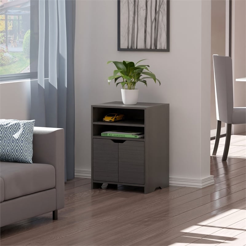 Scranton & Co Charcoal Open Shelf Storage Cabinet with 4 Adjustable Shelves