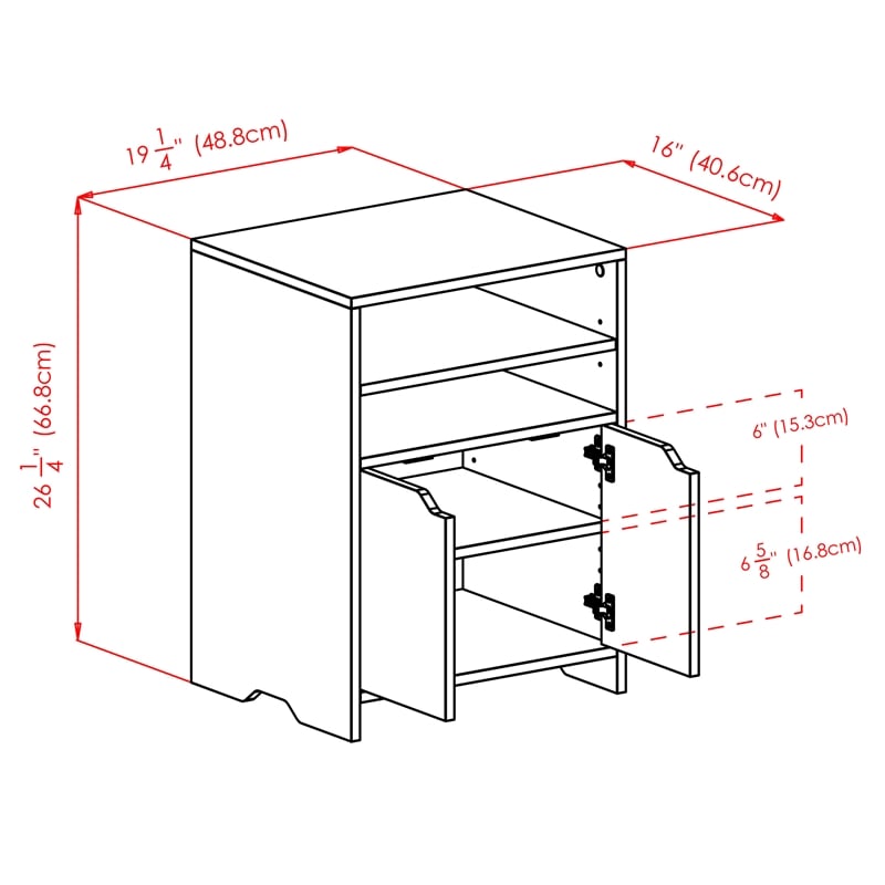 Scranton & Co Charcoal Open Shelf Storage Cabinet with 4 Adjustable Shelves