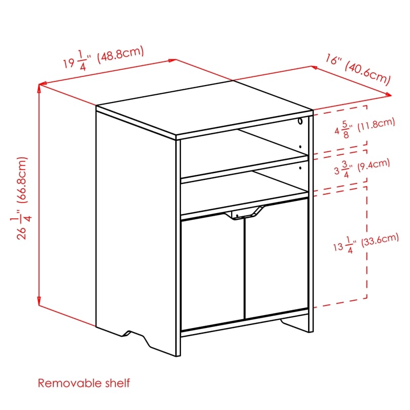 Scranton & Co Charcoal Open Shelf Storage Cabinet with 4 Adjustable Shelves