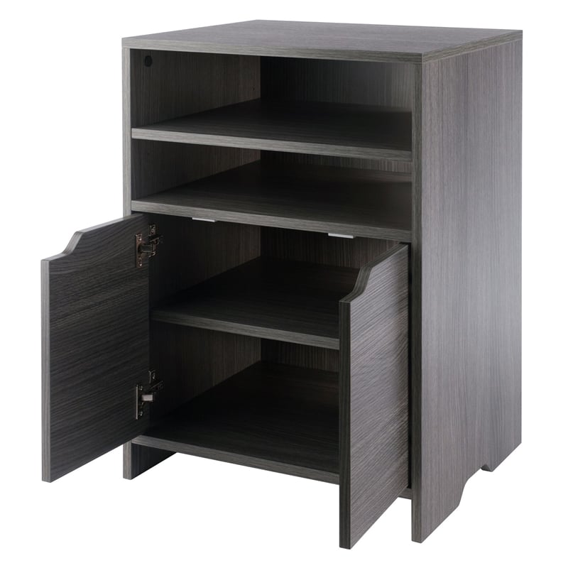 Scranton & Co Charcoal Open Shelf Storage Cabinet with 4 Adjustable Shelves