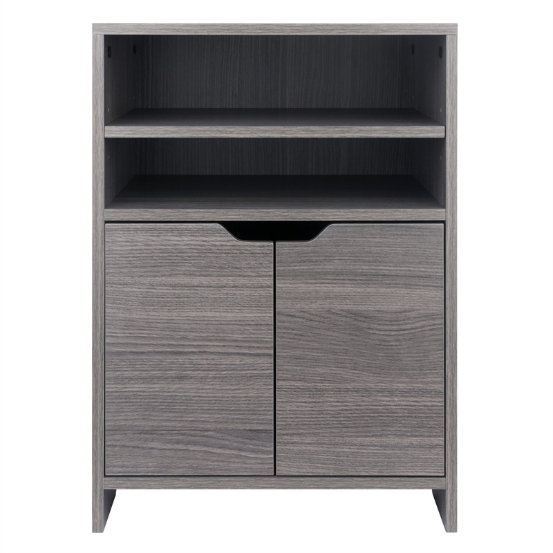 Scranton & Co Charcoal Open Shelf Storage Cabinet with 4 Adjustable Shelves