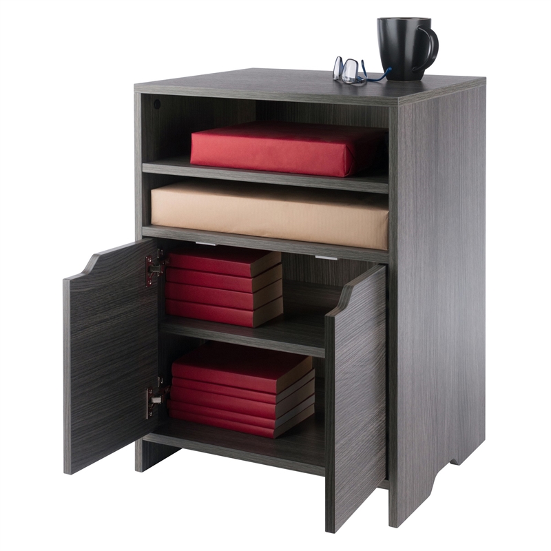 Scranton & Co Charcoal Open Shelf Storage Cabinet with 4 Adjustable Shelves