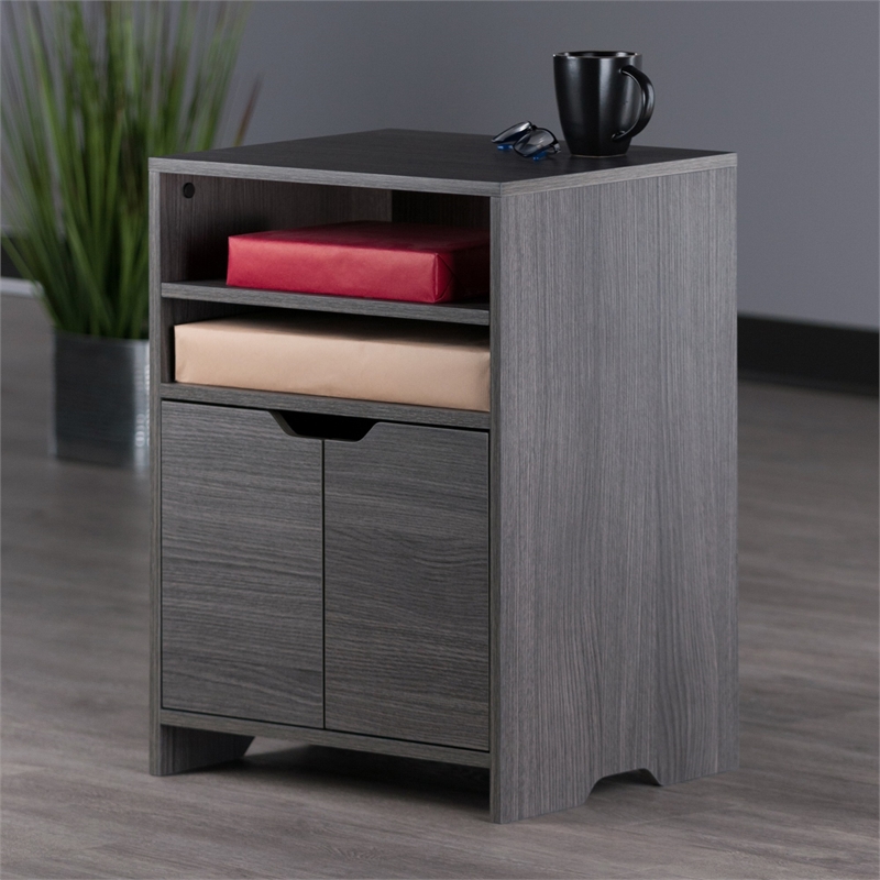 Scranton & Co Charcoal Open Shelf Storage Cabinet with 4 Adjustable Shelves