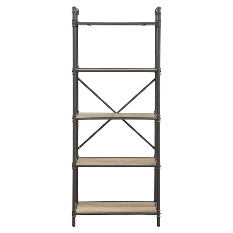 Scranton & Co 5-Tier Bookshelf in Antique Oak and Sandy Gray