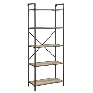 Scranton & Co 5-Tier Bookshelf in Antique Oak and Sandy Gray