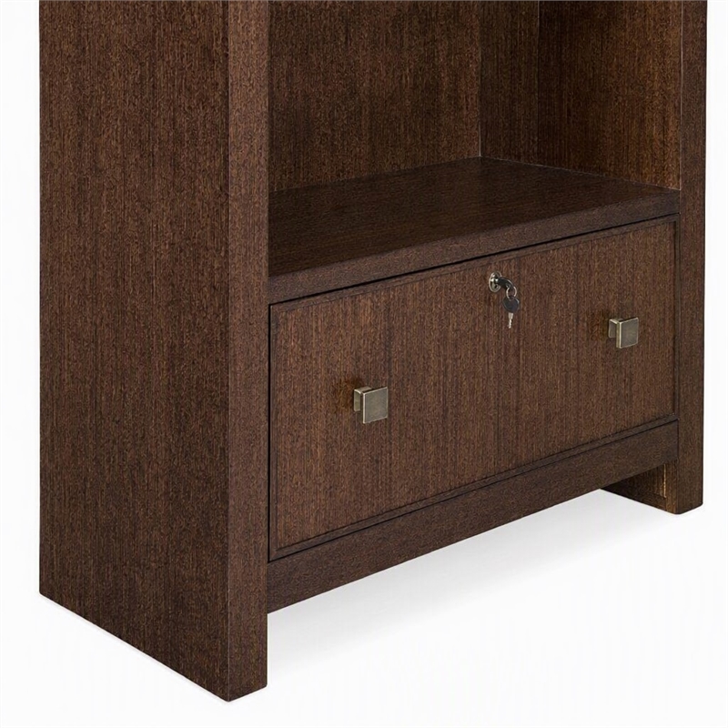 Scranton & Co Archives Glass Shelf Bookcase in Walnut Finish