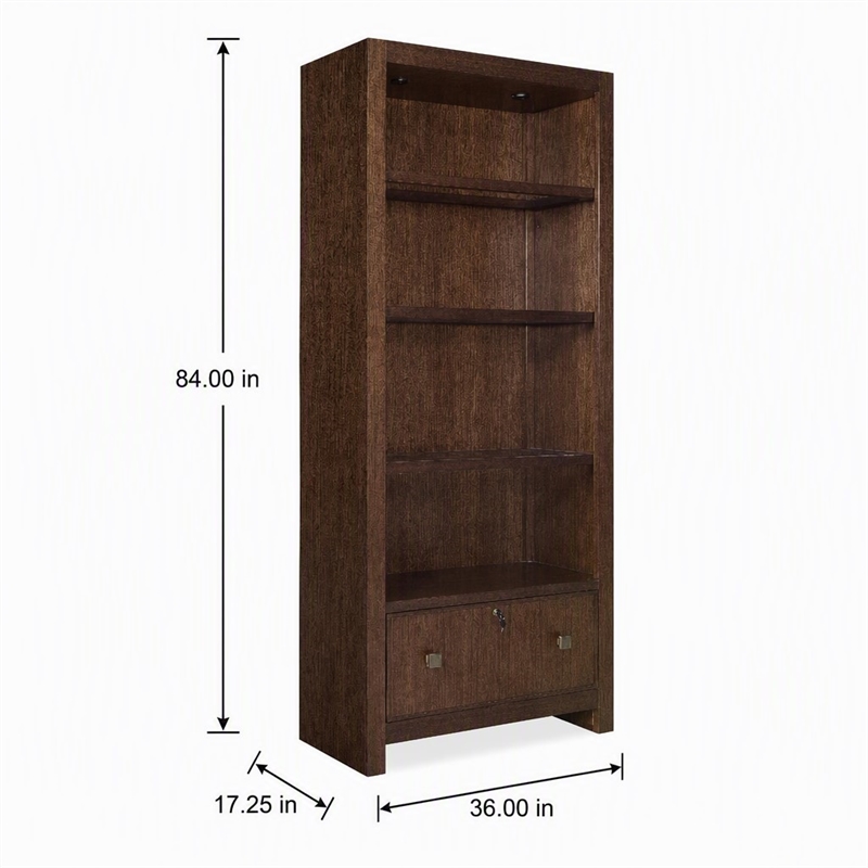 Scranton & Co Archives Glass Shelf Bookcase in Walnut Finish