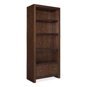 Scranton & Co Archives Glass Shelf Bookcase in Walnut Finish