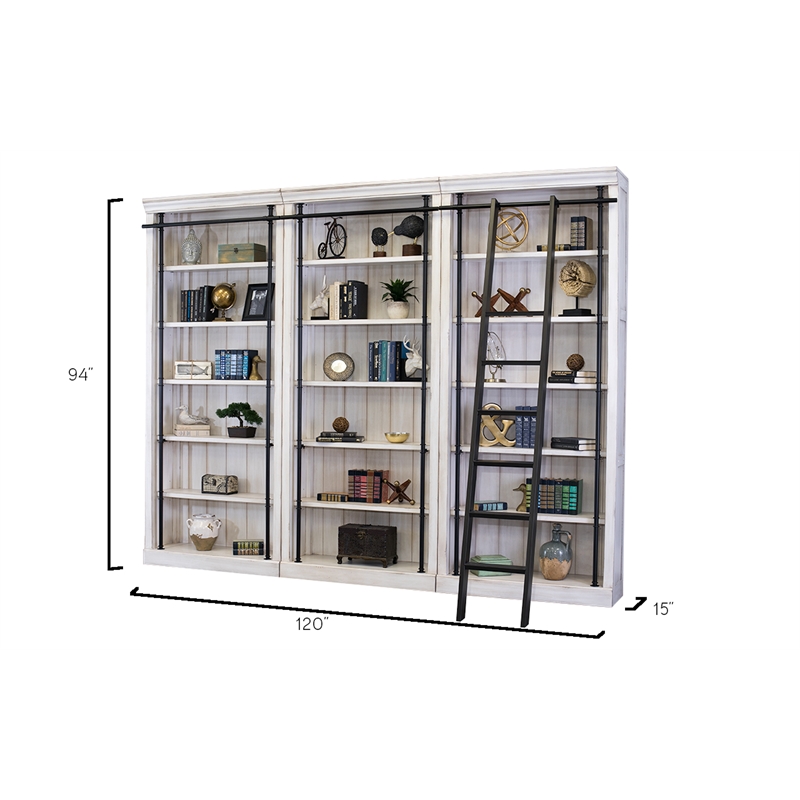 Scranton & Co 8' Tall Wood Bookcase Wall Ladder Storage White 120