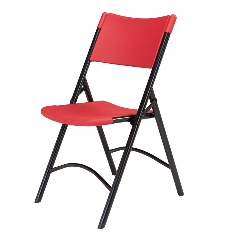 Scranton & Co Premium Resin-Plastic Folding Chairs in Red (Set of 4)