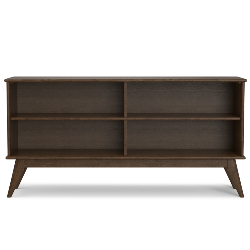 Scranton & Co Solid Wood Low Bookcase with 4 Shelves in Walnut Brown