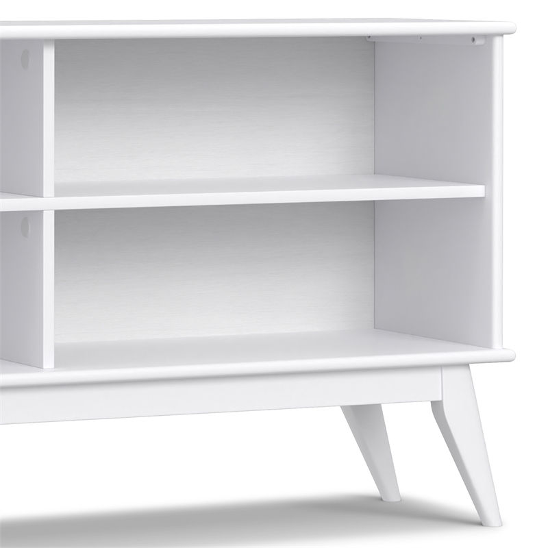 Scranton & Co Solid Wood Low Bookcase with 4 Shelves in White Finish